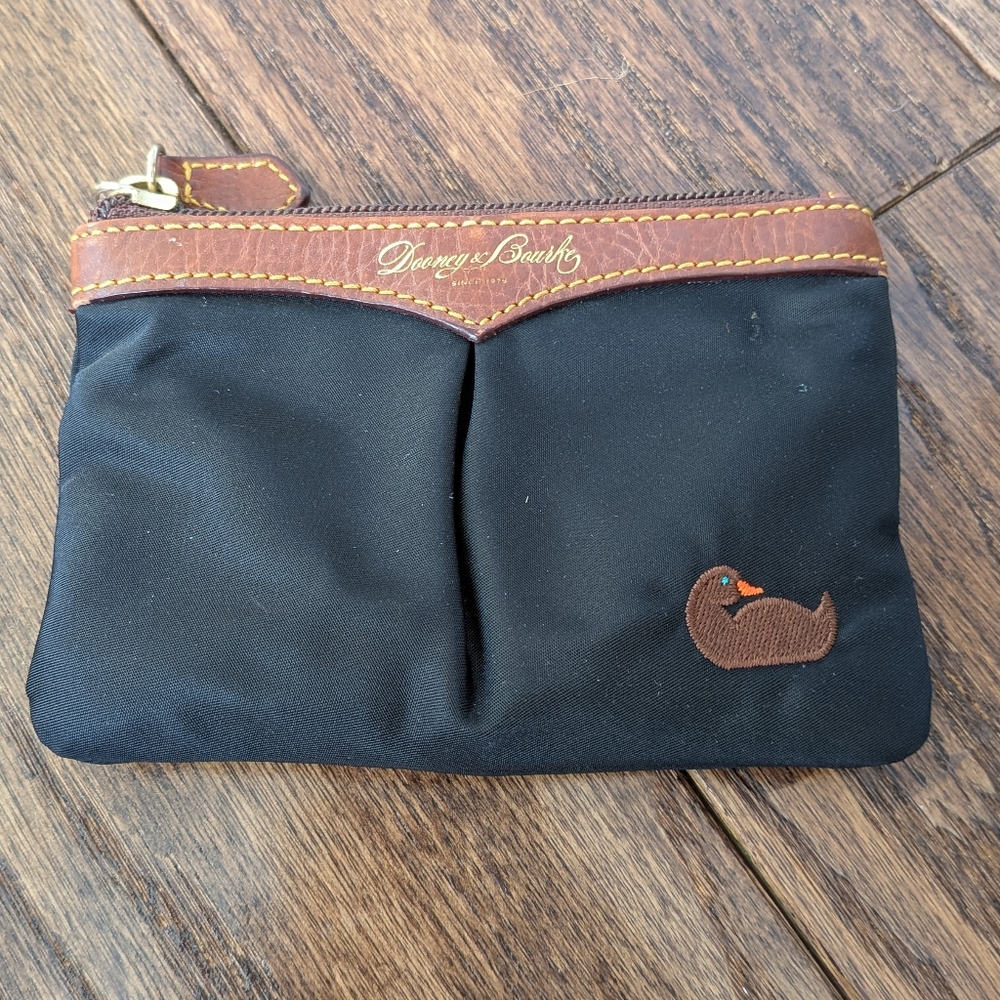 Dooney & Bourke Black Nylon Duck Embroidered Coin Purse